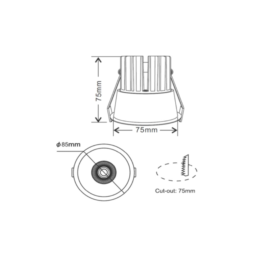 INFINITE 211 10W Low Glare COB Cast Aluminium Dimmable LED Downlight 70mm cut out-LED downlight-LC